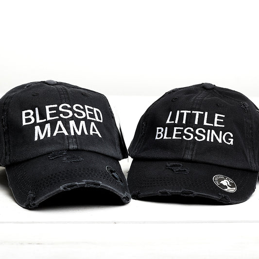 Matching Blessed Distressed Ponytail Hats