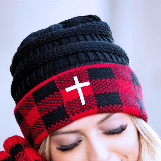 Cross Buffalo Print Beanie