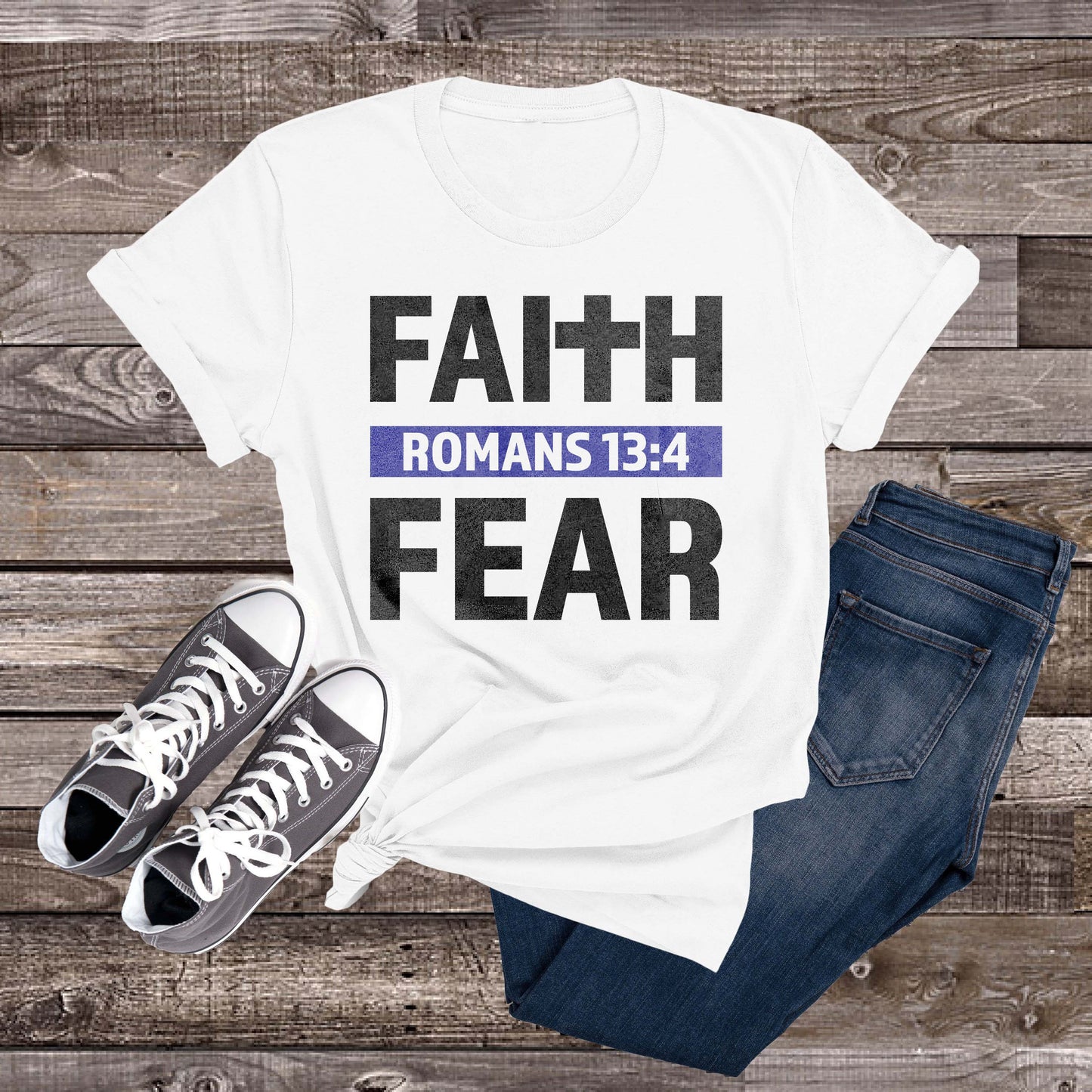 Faith Over Fear Thin Blue Line Unisex Shirt