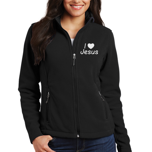 Ladies Microfleece I Love Jesus Jacket