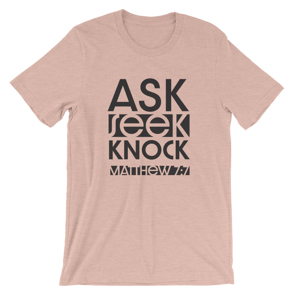 Ask Seek Knock Unisex Short Sleeve Jersey T-Shirt