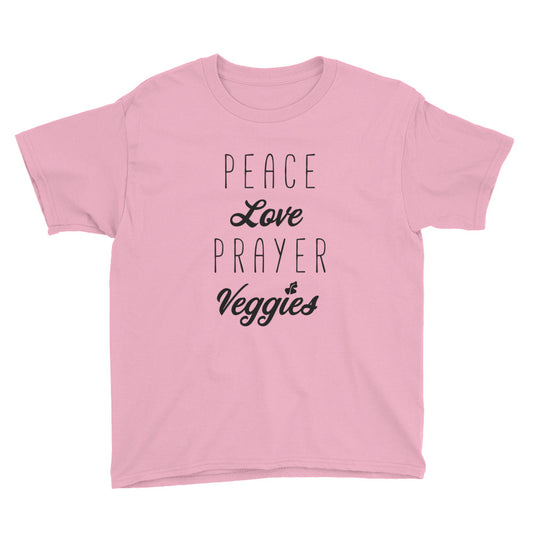 Peace Love Prayer Veggies Youth Short Sleeve T-Shirt