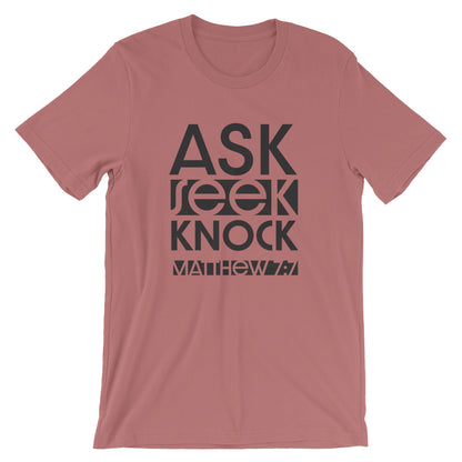 Ask Seek Knock Unisex Short Sleeve Jersey T-Shirt