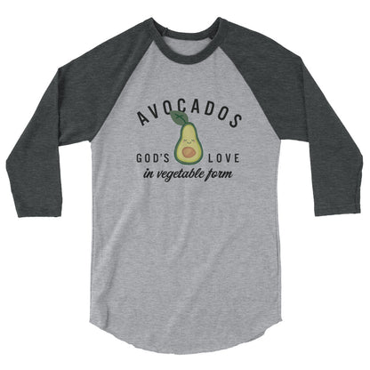 Avocados Gods Love 3/4 sleeve raglan shirt