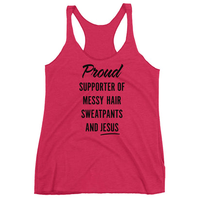 Messy Hair, Sweatpants and Jesus Women's Racerback Tank