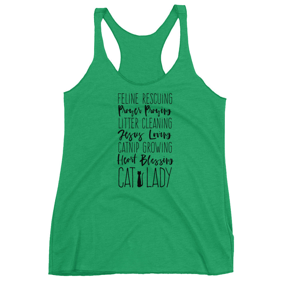 Jesus loving Cat Lady Women's Racerback Tank