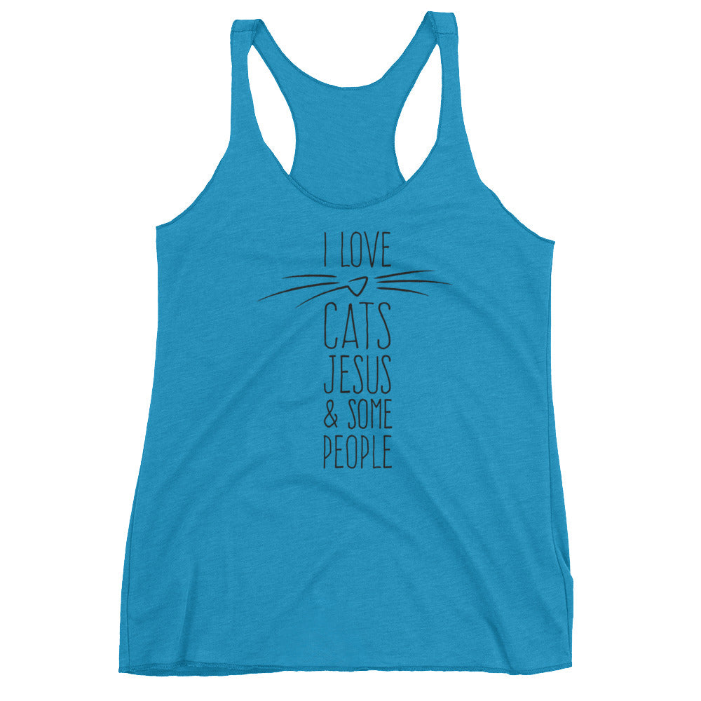 Cats, Jesus and some people Women's Racerback Tank