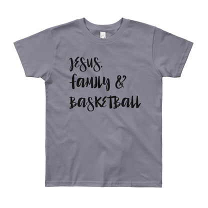 JESUS Family and Basketball Youth Short Sleeve T-Shirt