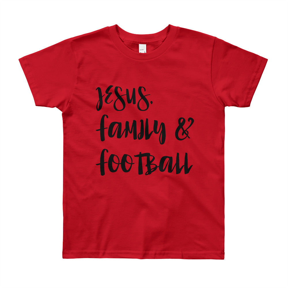 JESUS Family and Football Youth Short Sleeve T-Shirt