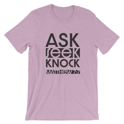 Ask Seek Knock Unisex Short Sleeve Jersey T-Shirt