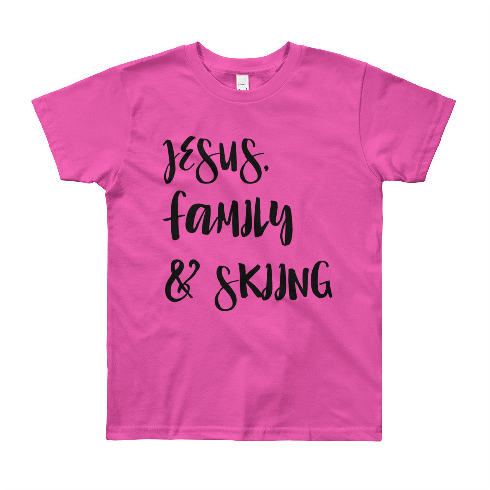 JESUS Family and Skiing Youth Short Sleeve T-Shirt