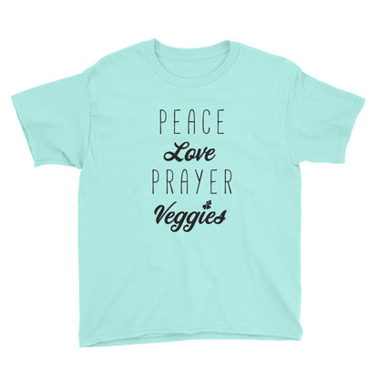 Peace Love Prayer Veggies Youth Short Sleeve T-Shirt