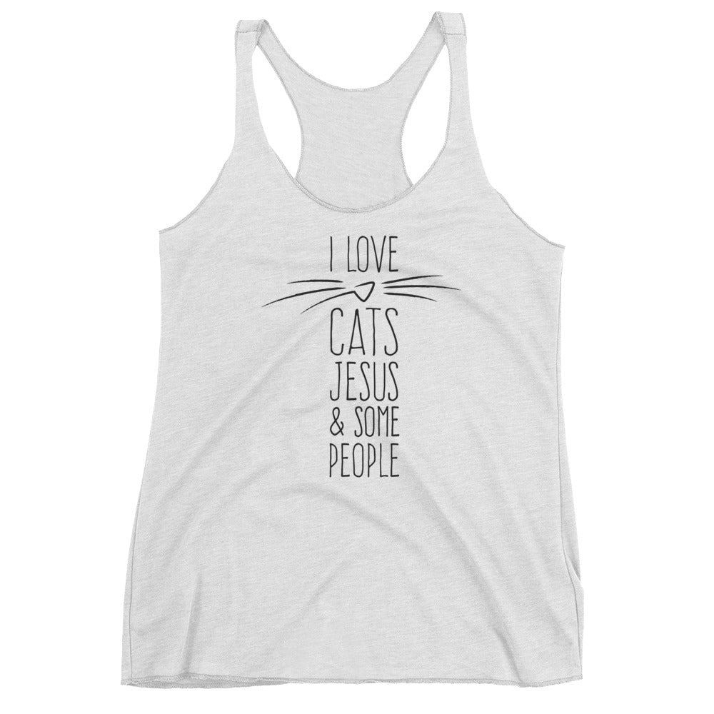 Cats, Jesus and some people Women's Racerback Tank