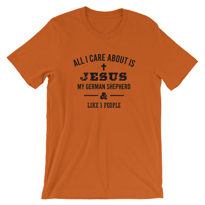 Love my German Shepherd, Jesus and 3 People Unisex T-Shirt