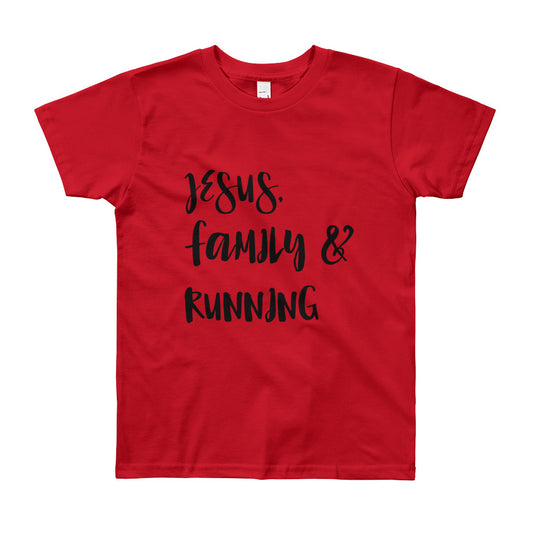 JESUS Family and Running Youth Short Sleeve T-Shirt