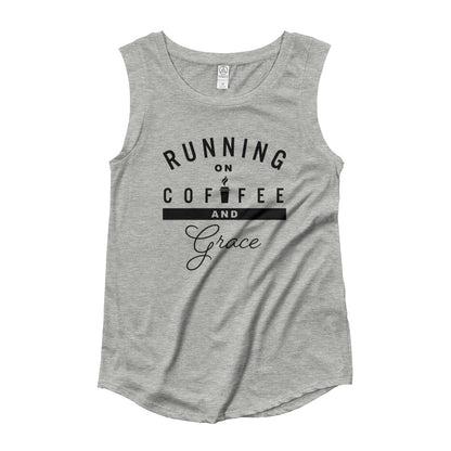 Running on Coffee and Grace Ladies’ Cap Sleeve T-Shirt