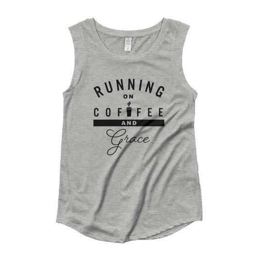 Running on Coffee and Grace Ladies’ Cap Sleeve T-Shirt