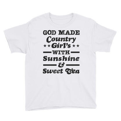 God made Country Girls Youth Short Sleeve T-Shirt