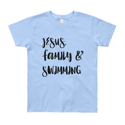 JESUS Family and Swimming Youth Short Sleeve T-Shirt