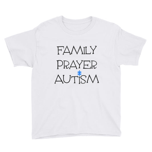 Family Prayer Autism Youth Short Sleeve T-Shirt