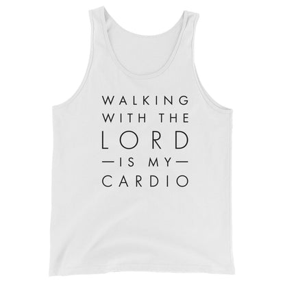 Walking with the LORD is my Cardio Unisex Tank Top