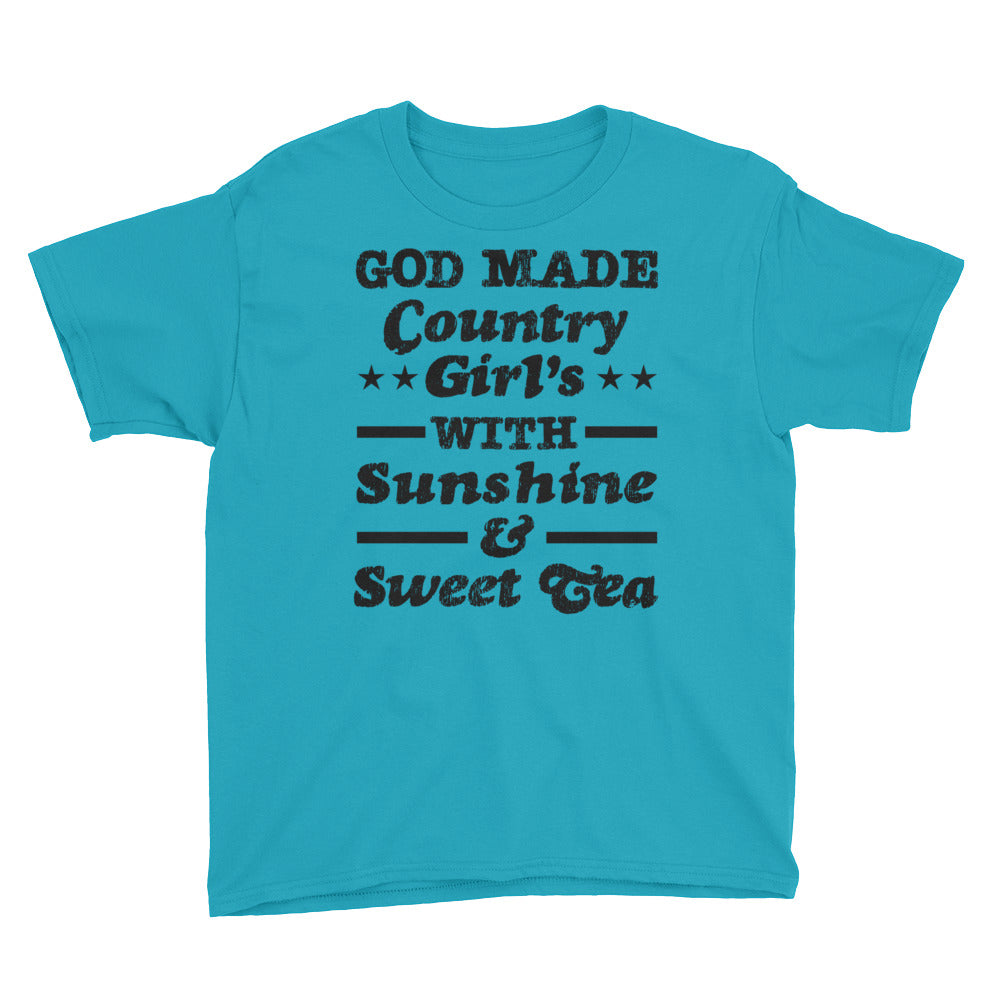 God made Country Girls Youth Short Sleeve T-Shirt