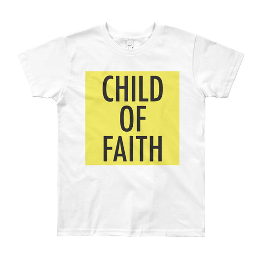 Child of Faith in yellow youth t-shirt