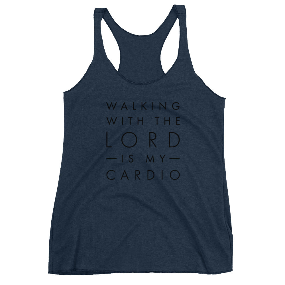 Walking with the LORD is my Cardio Women's Racerback Tank