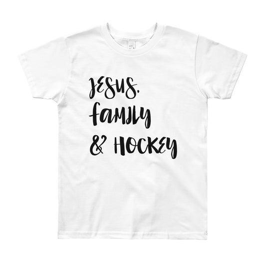 JESUS Family and Hockey Youth Short Sleeve T-Shirt