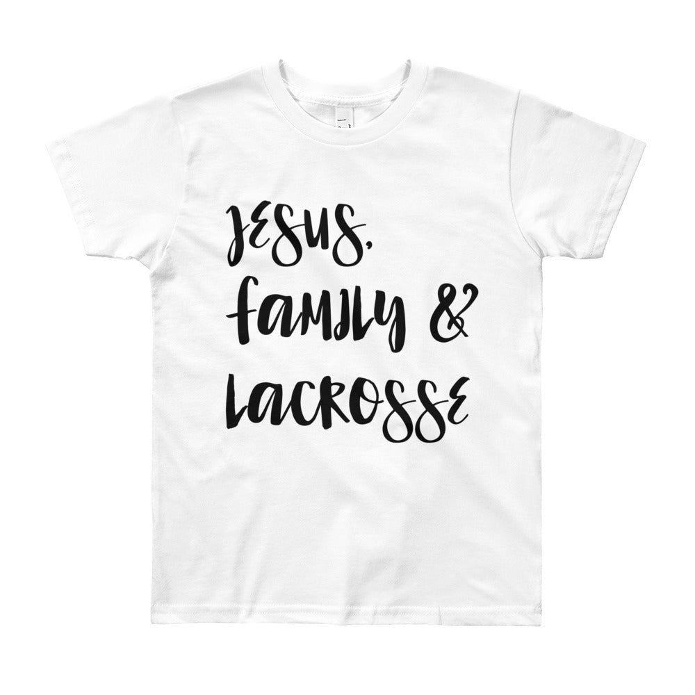 JESUS Family and Lacrosse Youth Short Sleeve T-Shirt
