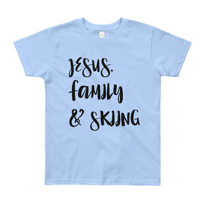 JESUS Family and Skiing Youth Short Sleeve T-Shirt