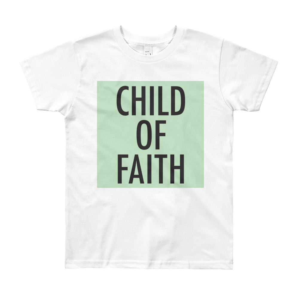 Child of Faith in mint youth t-shirt