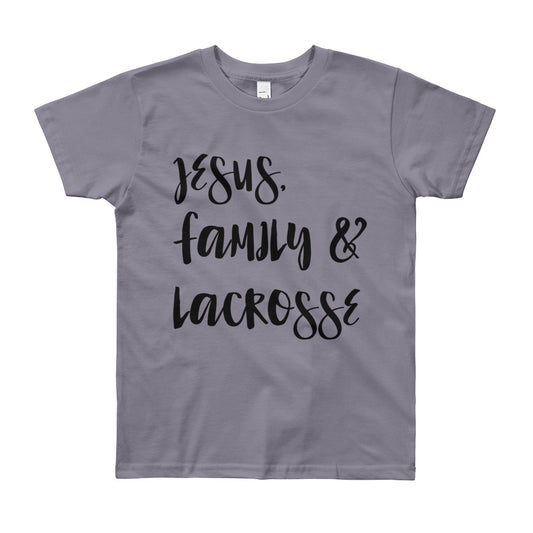 JESUS Family and Lacrosse Youth Short Sleeve T-Shirt