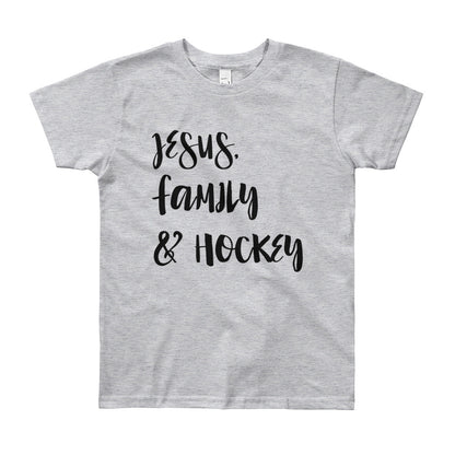 JESUS Family and Hockey Youth Short Sleeve T-Shirt