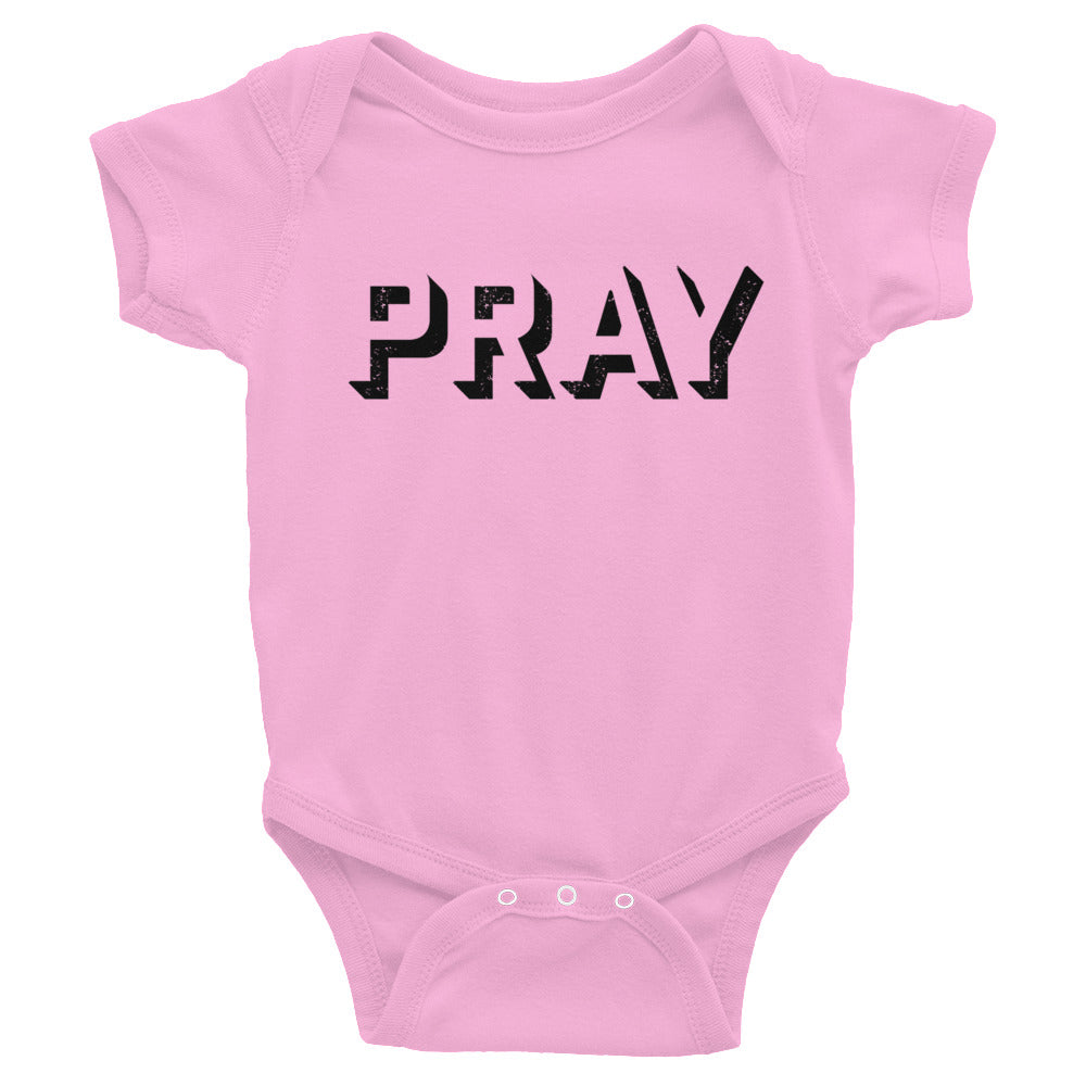 PRAY outline grunge Infant Bodysuit