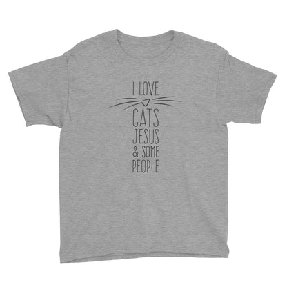 I Love Jesus Cats and Some People Youth Short Sleeve T-Shirt