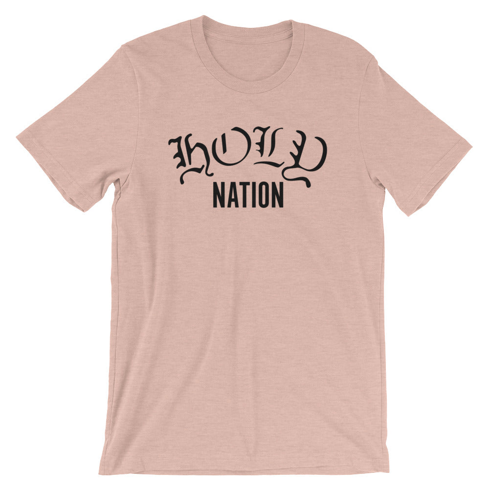 Holy Nation Unisex Short Sleeve Jersey T-Shirt with Tear Away Label
