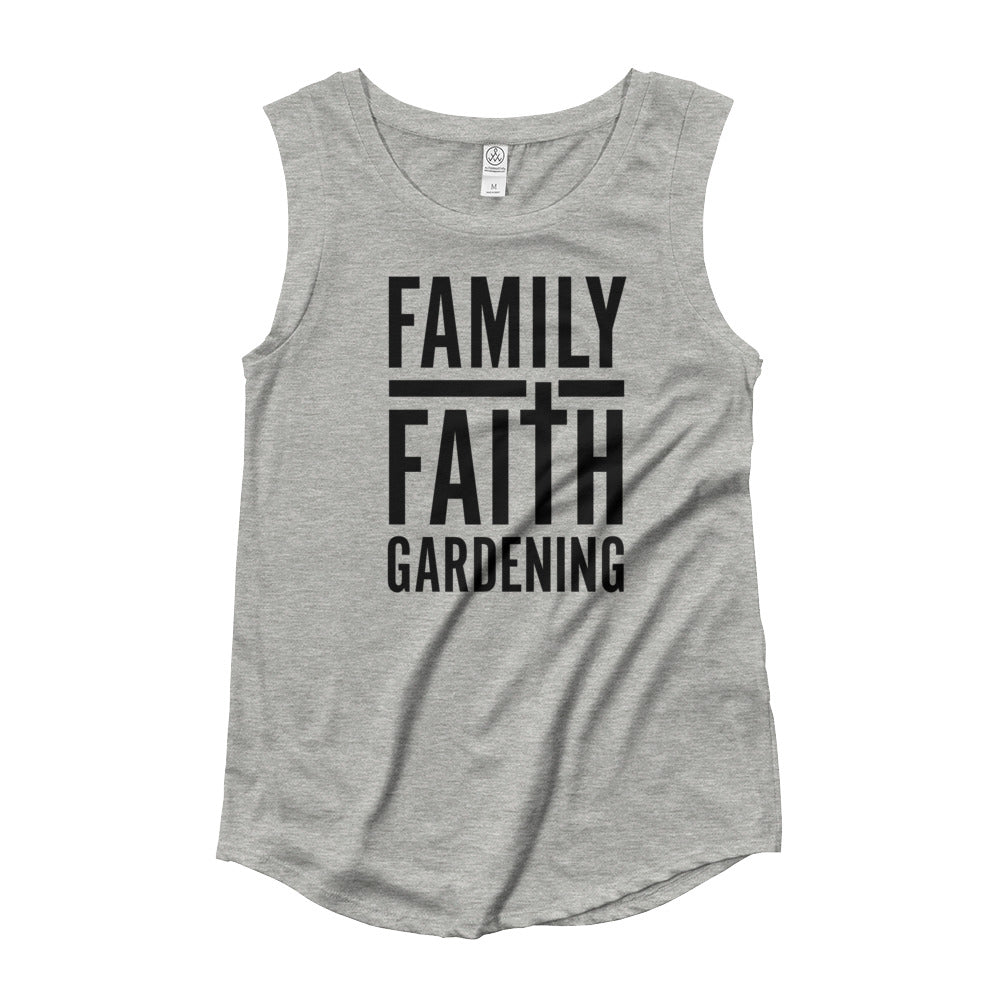 Family Faith Gardening Ladies’ Cap Sleeve T-Shirt