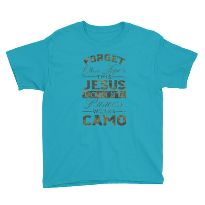 Jesus and Camo Princess Youth Short Sleeve T-Shirt