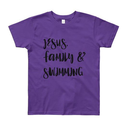 JESUS Family and Swimming Youth Short Sleeve T-Shirt