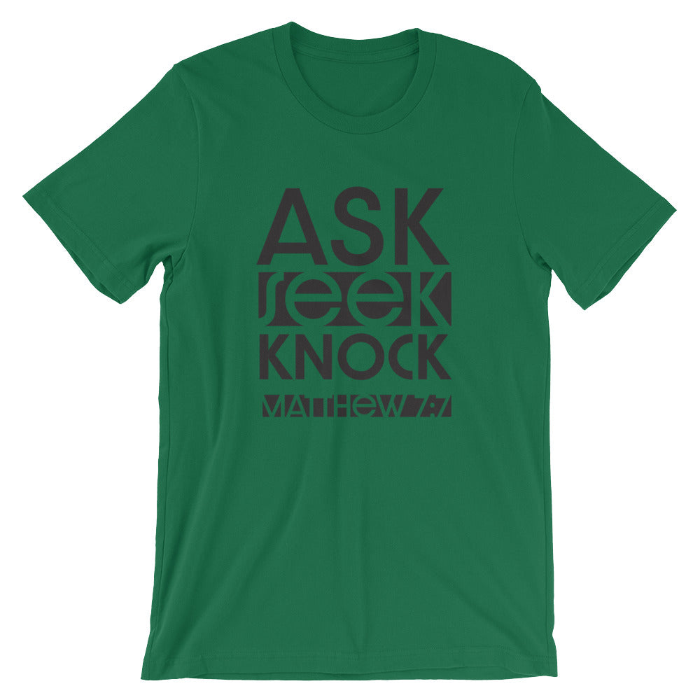 Ask Seek Knock Unisex Short Sleeve Jersey T-Shirt