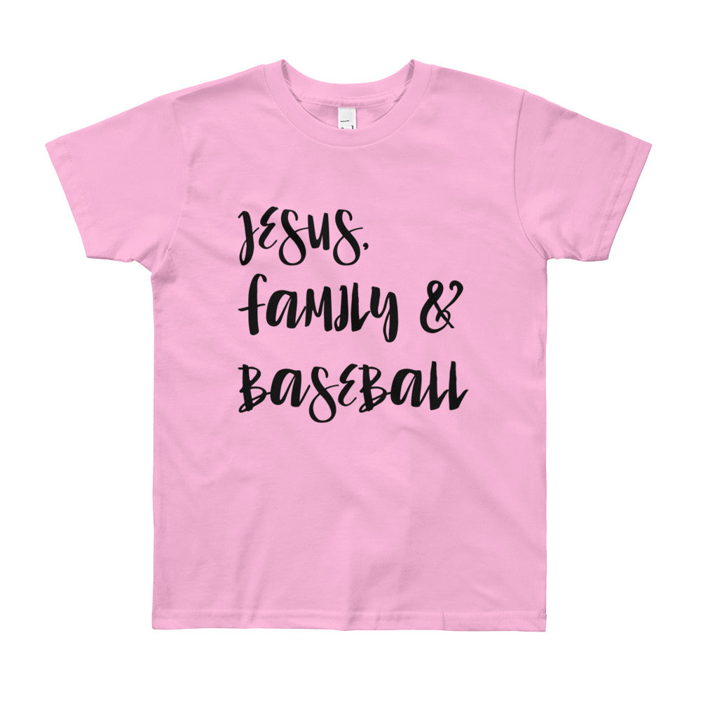JESUS Family and Baseball Youth Short Sleeve T-Shirt