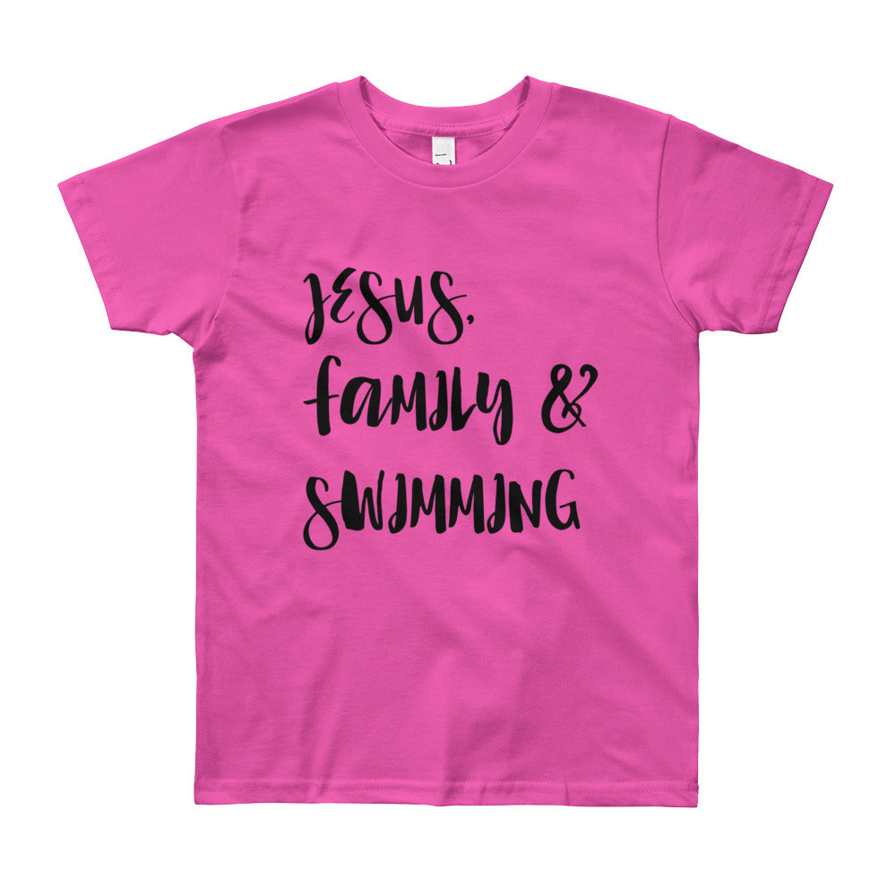 JESUS Family and Swimming Youth Short Sleeve T-Shirt