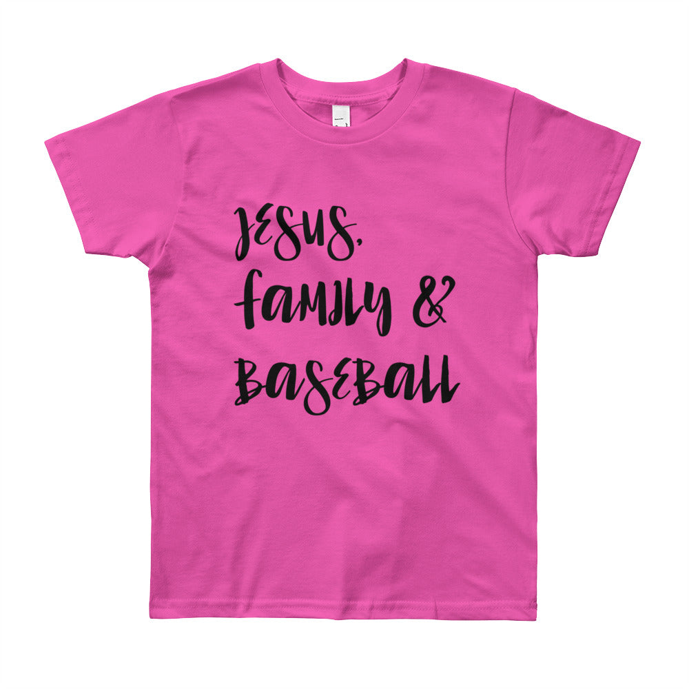 JESUS Family and Baseball Youth Short Sleeve T-Shirt