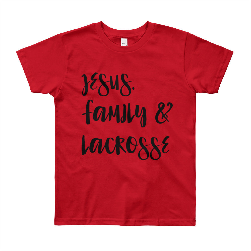 JESUS Family and Lacrosse Youth Short Sleeve T-Shirt