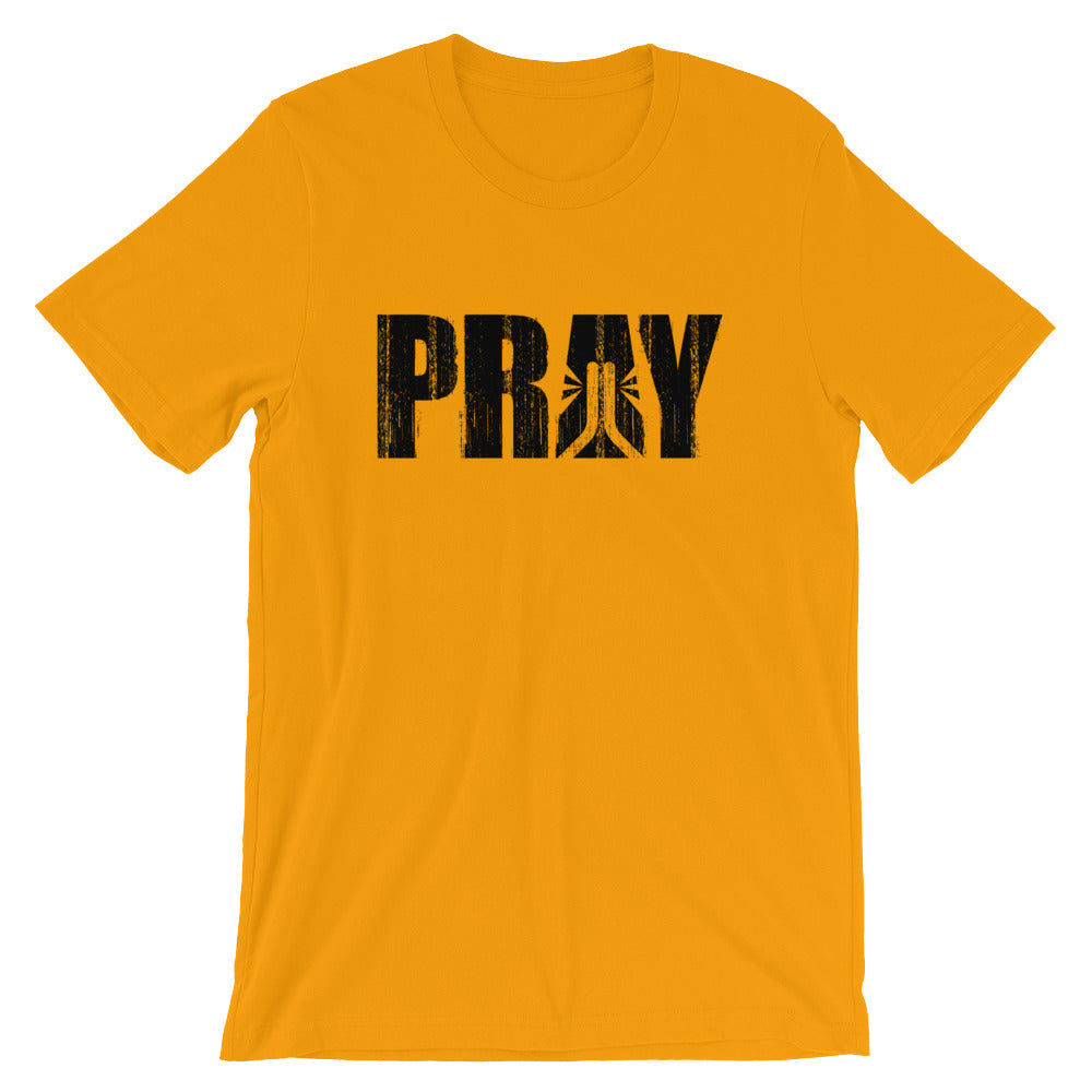 Pray Bold Grunge Unisex Short Sleeve Jersey T-Shirt with Tear Away Label