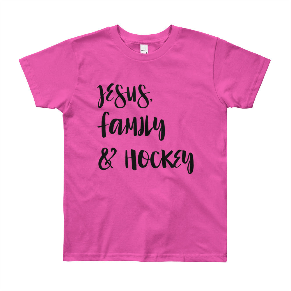 JESUS Family and Hockey Youth Short Sleeve T-Shirt